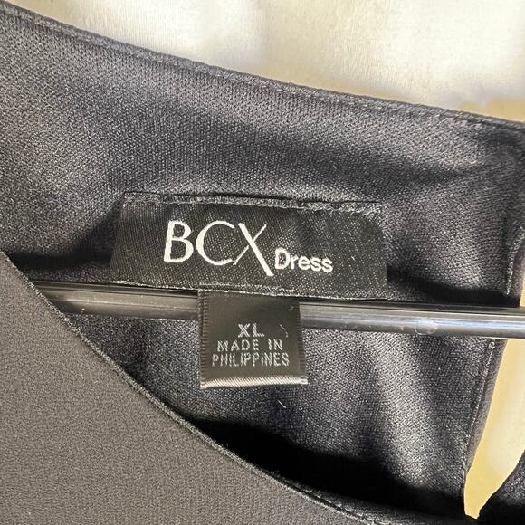 BCX Chiffon Shift Dress 3/4 Sleeve Scoop Neck Bell Sleeve Black XL - Picture 2 of 11